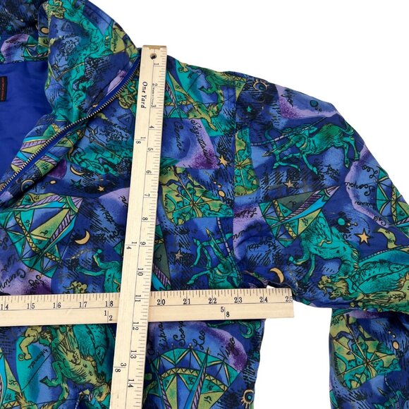 Studio Sportif Silk Jacket Purple Blue Astrological Print Vintage 80s Size L - Picture 5 of 8